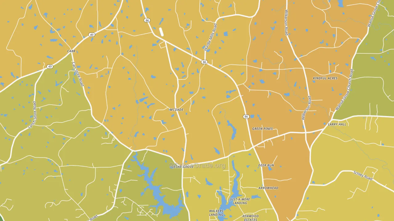 Cedar Grove, NC Map of Robbery Rates