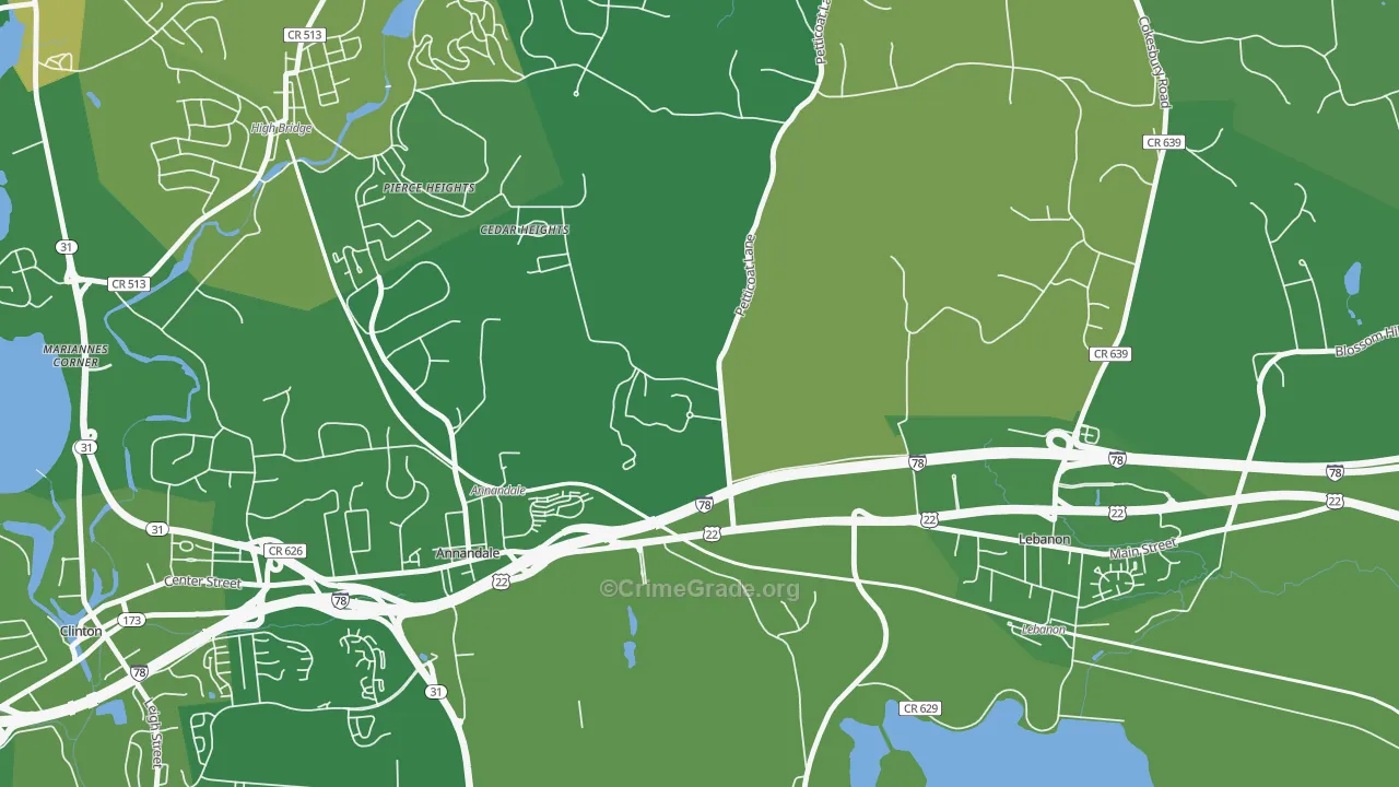 Cedar Heights, NJ Map of Robbery Rates