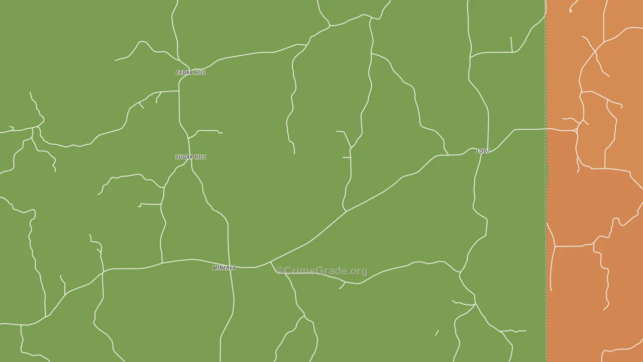 Cedar Hill, MS Map of Robbery Rates