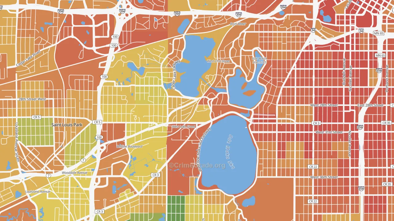 Cedar-Isles-Dean, Minneapolis, MN Map of Robbery Rates