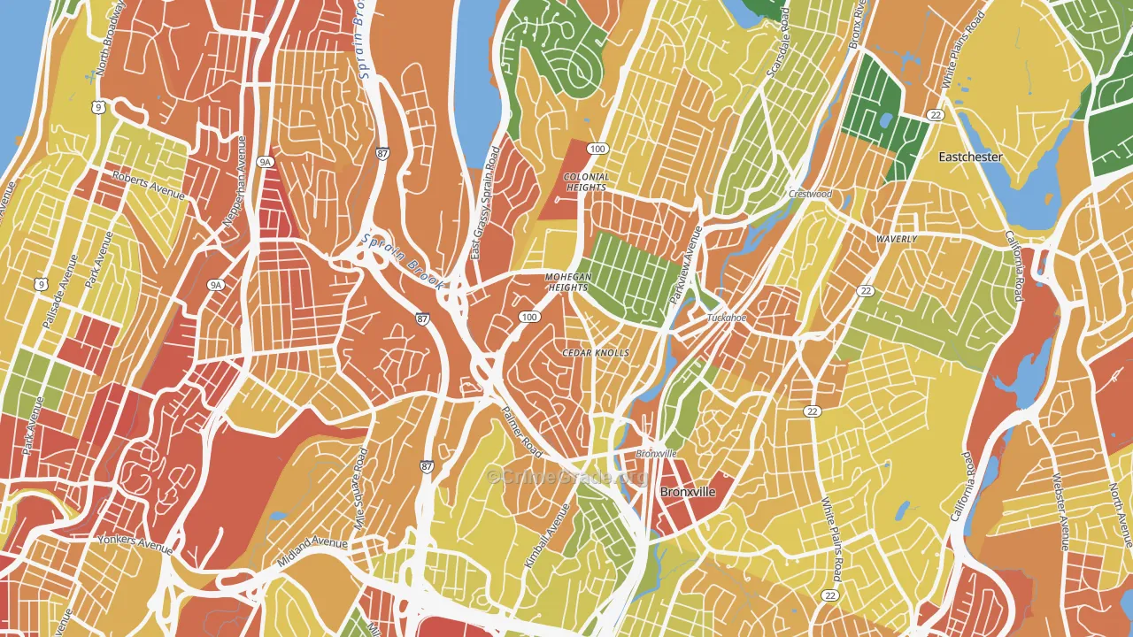 Cedar Knolls, Bronxville, NY Map of Robbery Rates