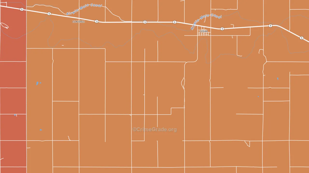 Cedar, KS Map of Robbery Rates