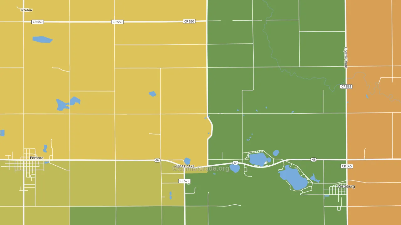 Cedar Lake, MI Map of Robbery Rates