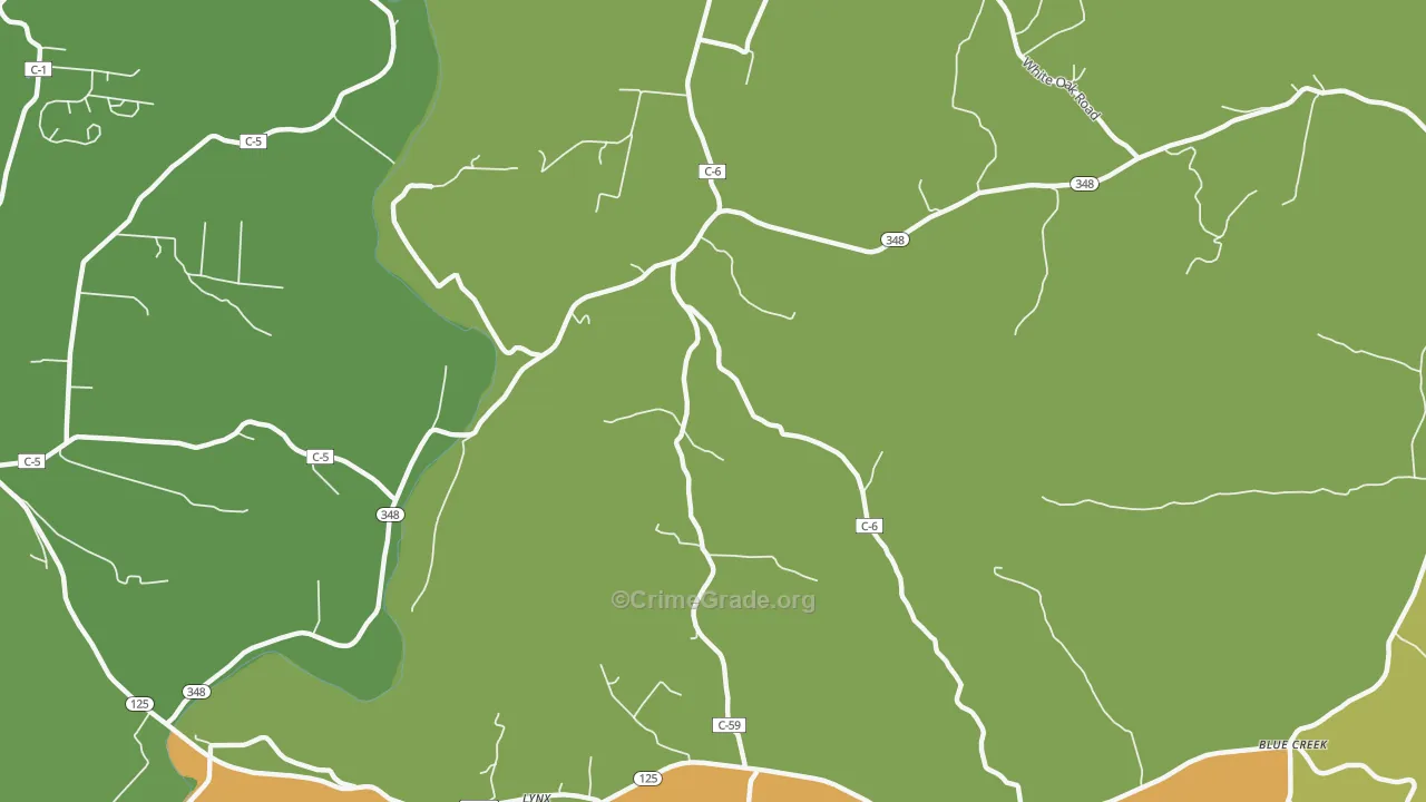 Cedar Mills, OH Map of Robbery Rates