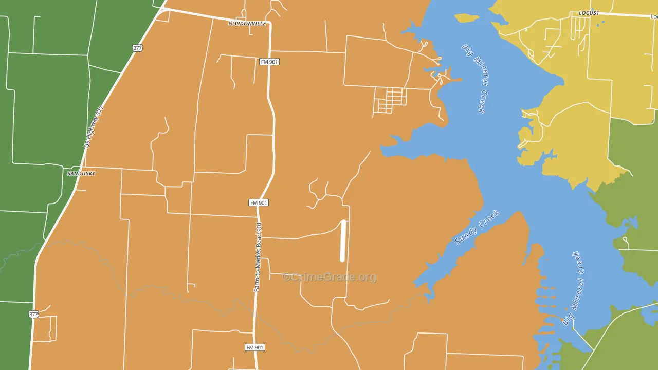 Cedar Mills, TX Map of Robbery Rates