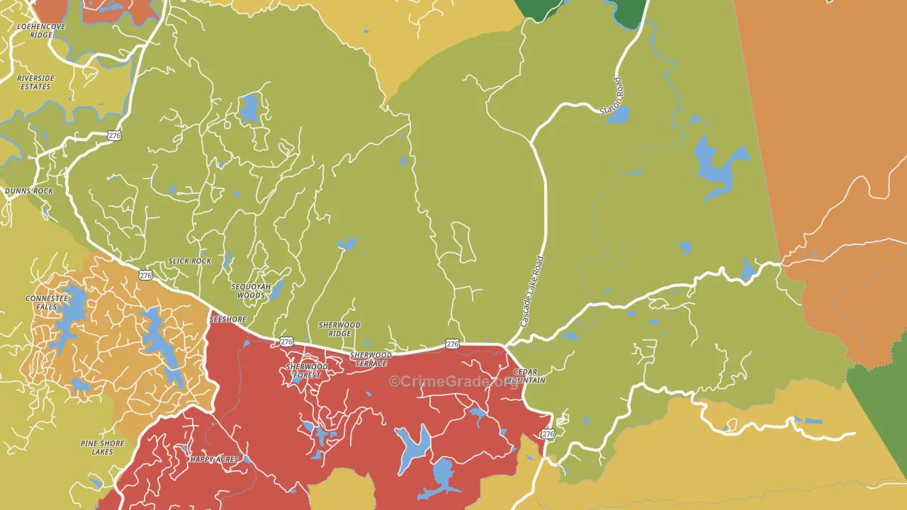 Cedar Mountain, NC Map of Robbery Rates