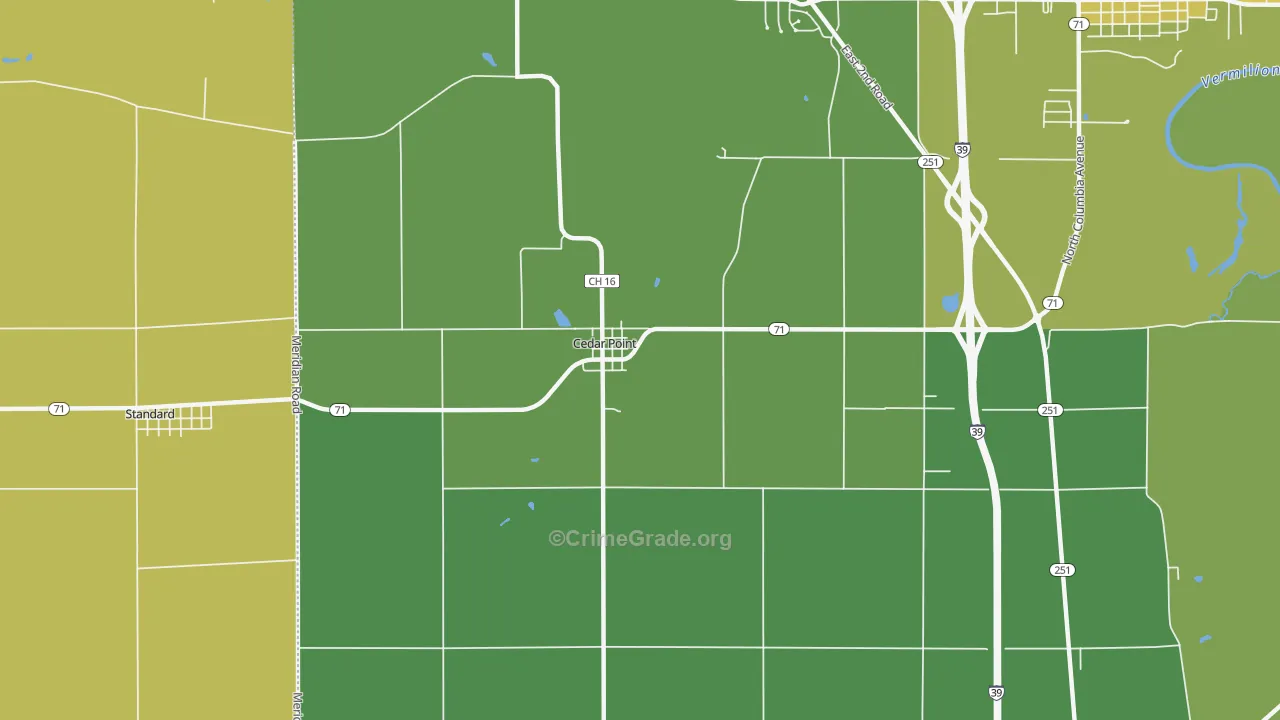 Cedar Point, IL Map of Robbery Rates