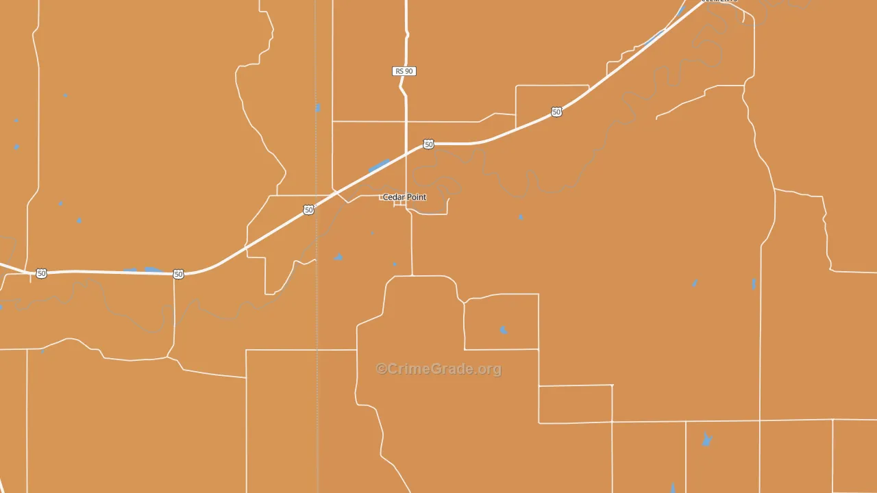 Cedar Point, KS Map of Robbery Rates