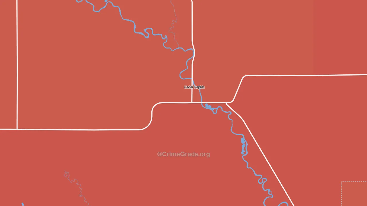 Cedar Rapids, NE Map of Robbery Rates