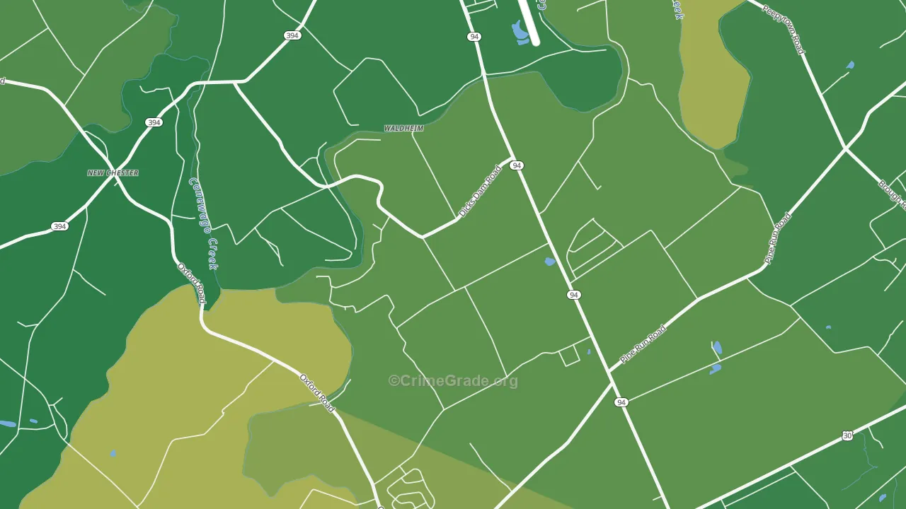 Cedar Ridge, PA Map of Robbery Rates