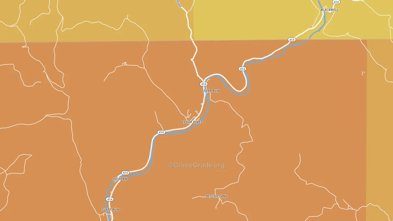 Cedar Run, PA Map of Robbery Rates