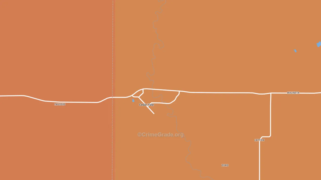 Cedar Vale, KS Map of Robbery Rates