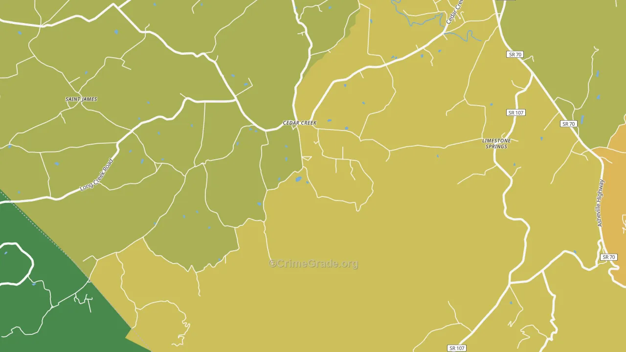 Cedarcreek, TN Map of Robbery Rates