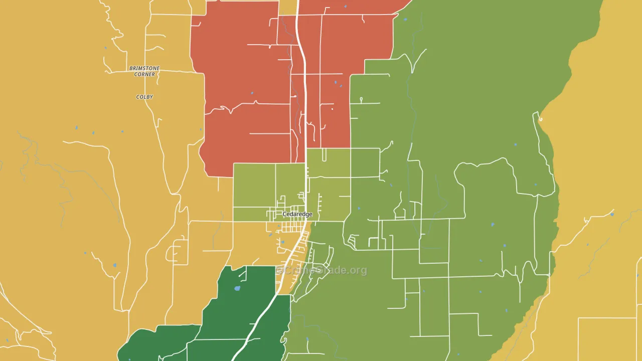 Cedaredge, CO Map of Robbery Rates