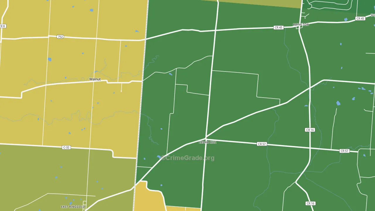 Cedarhill, OH Map of Robbery Rates