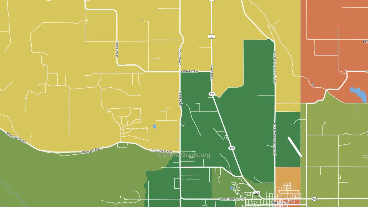Cedarview, UT Map of Robbery Rates