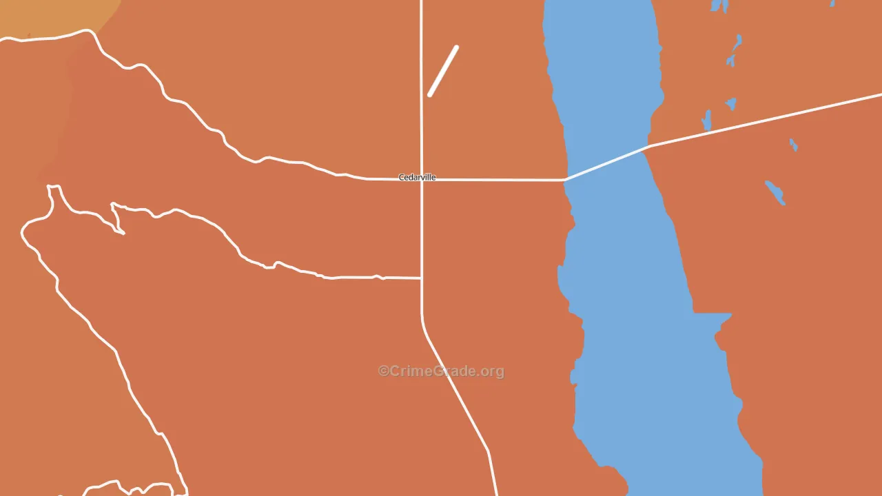 Cedarville, CA Map of Robbery Rates