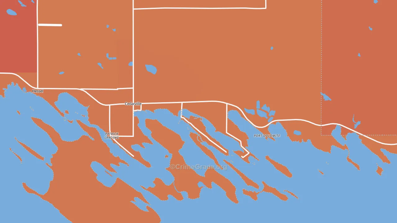 Cedarville, MI Map of Robbery Rates
