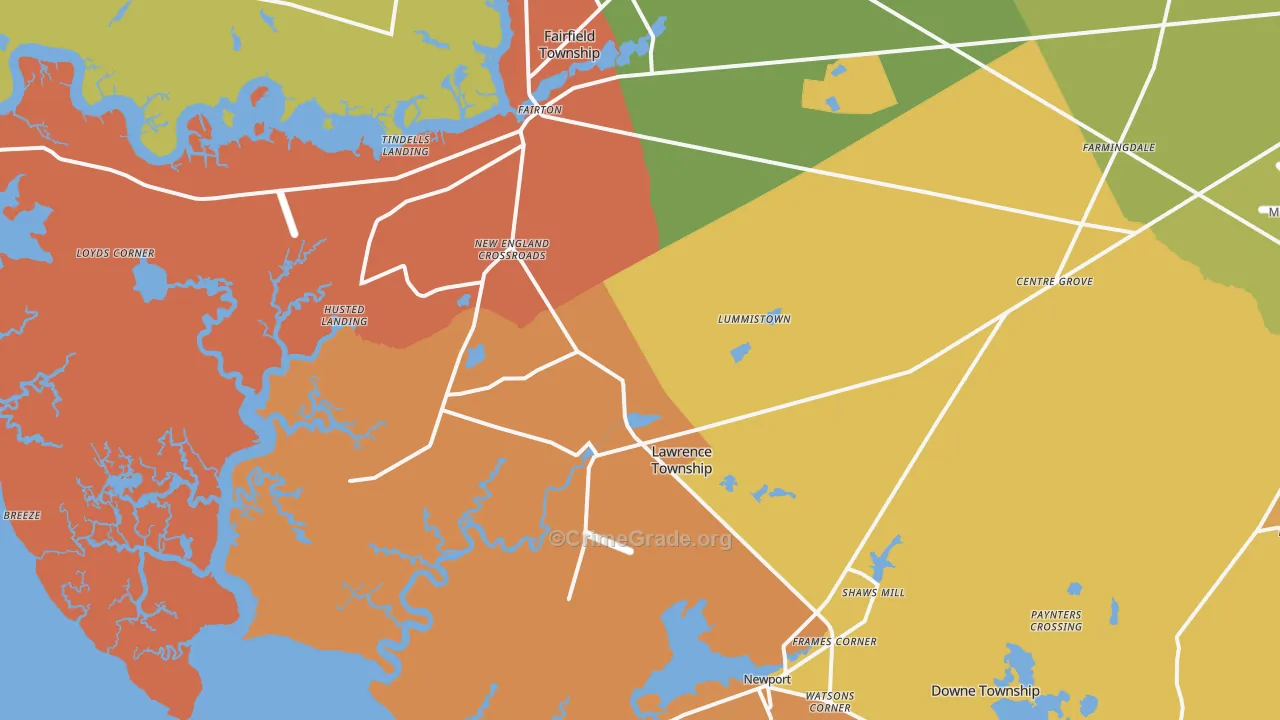 Cedarville, NJ Map of Robbery Rates