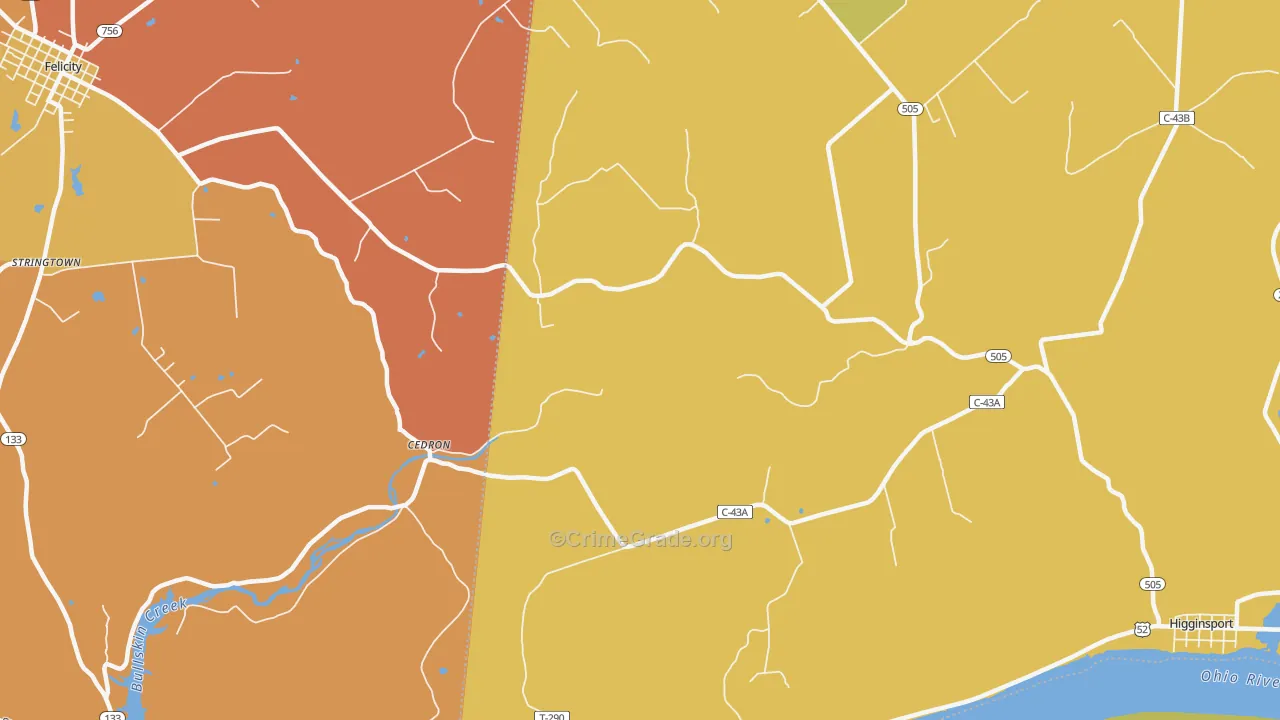 Cedron, OH Map of Robbery Rates