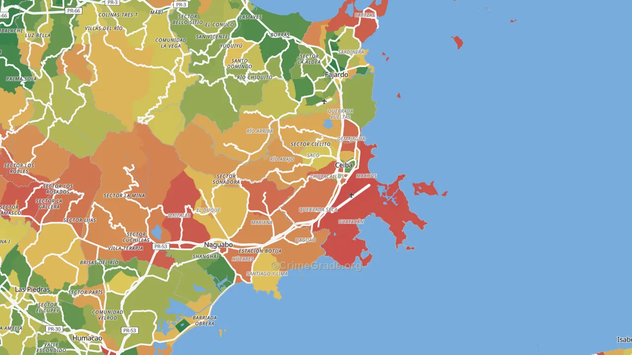 Ceiba, PR Map of Robbery Rates