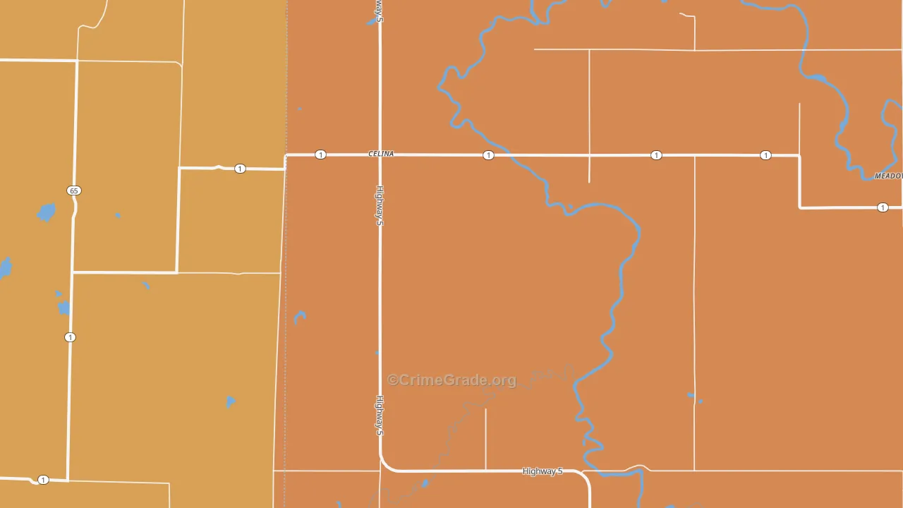 Celina, MN Map of Robbery Rates