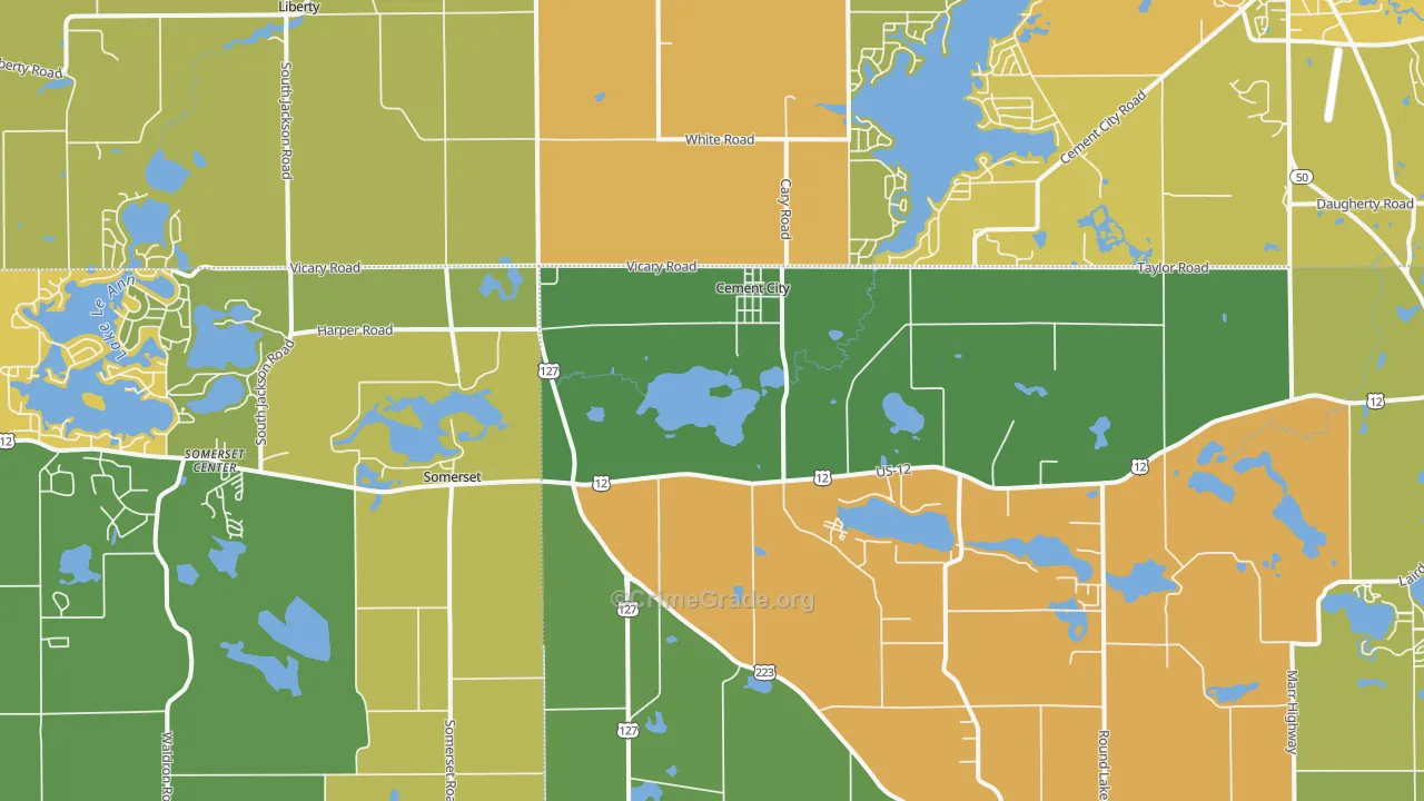 Cement City, MI Map of Robbery Rates