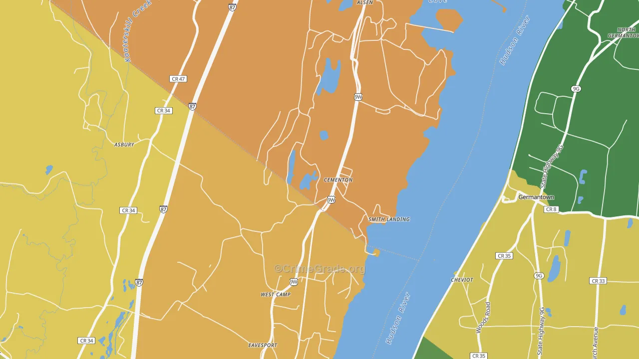 Cementon, NY Map of Robbery Rates