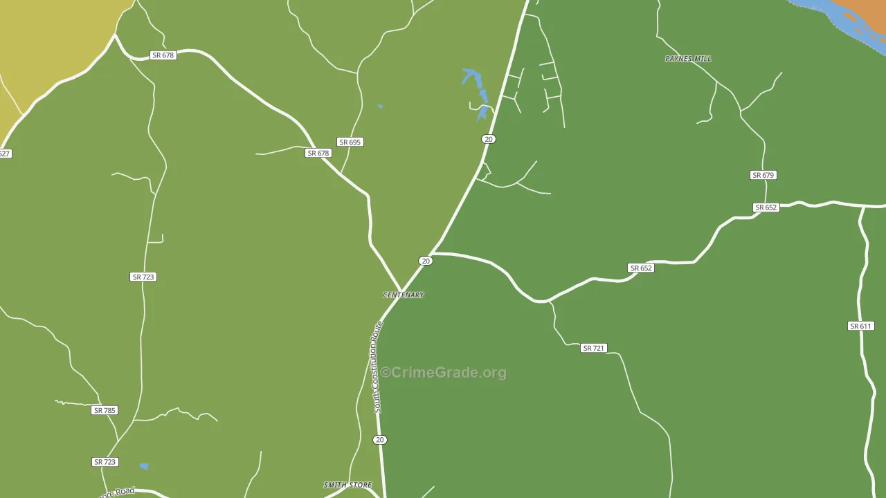 Centenary, VA Map of Robbery Rates
