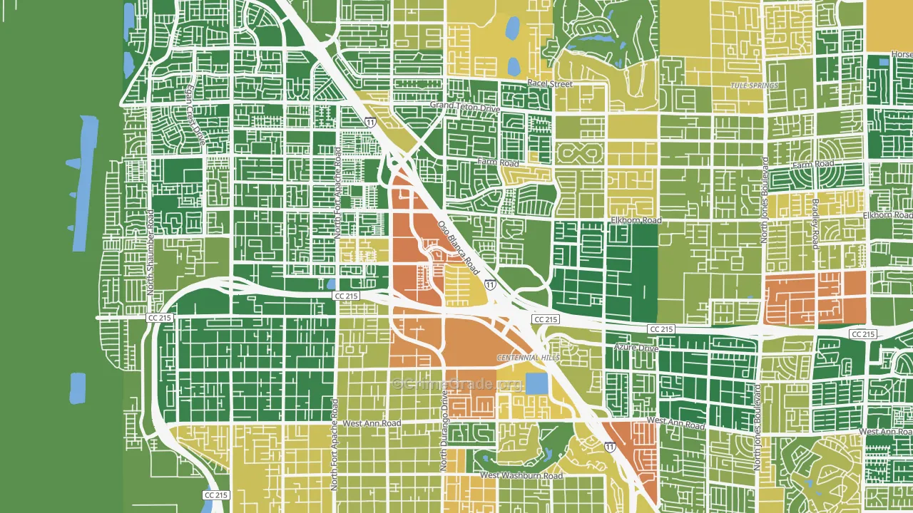 Centennial Hills, Las Vegas, NV Map of Robbery Rates