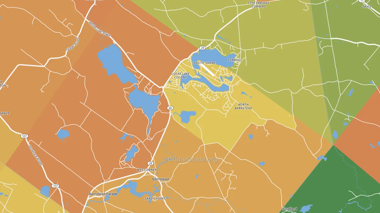 Center Barnstead, NH Map of Robbery Rates