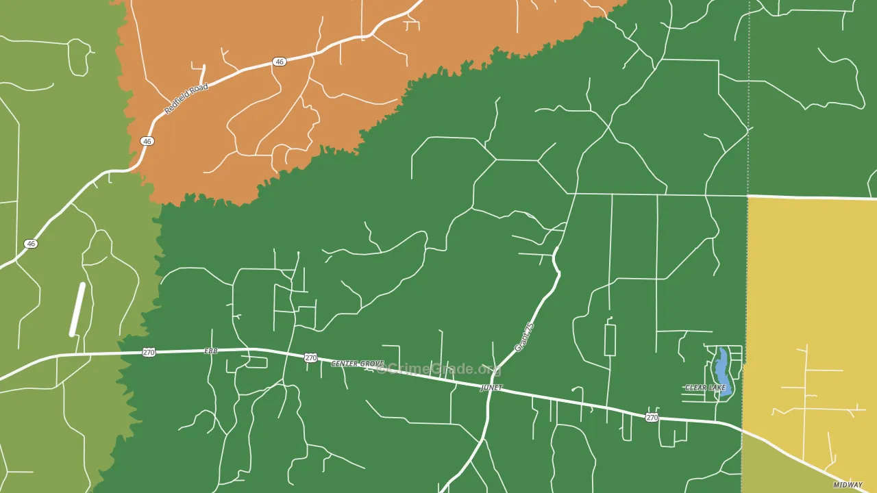Center Grove, AR Map of Robbery Rates