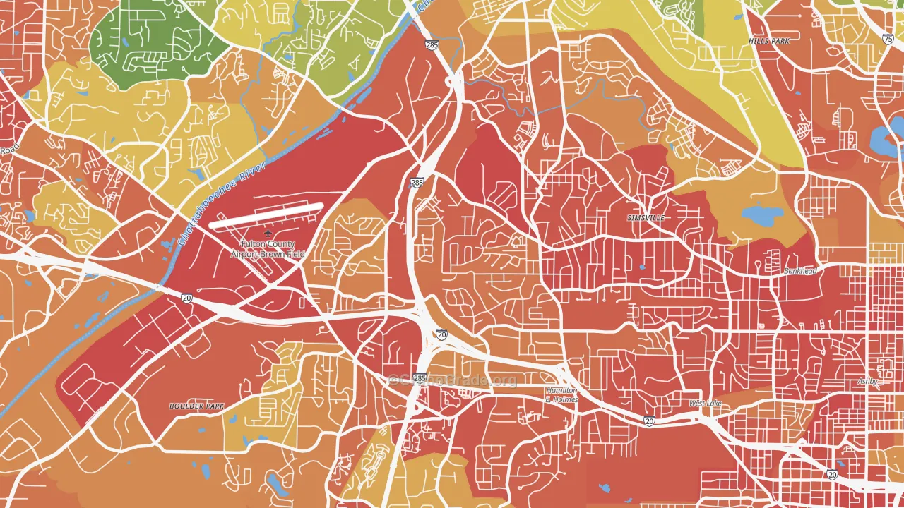 Center Hill, Atlanta, GA Map of Robbery Rates