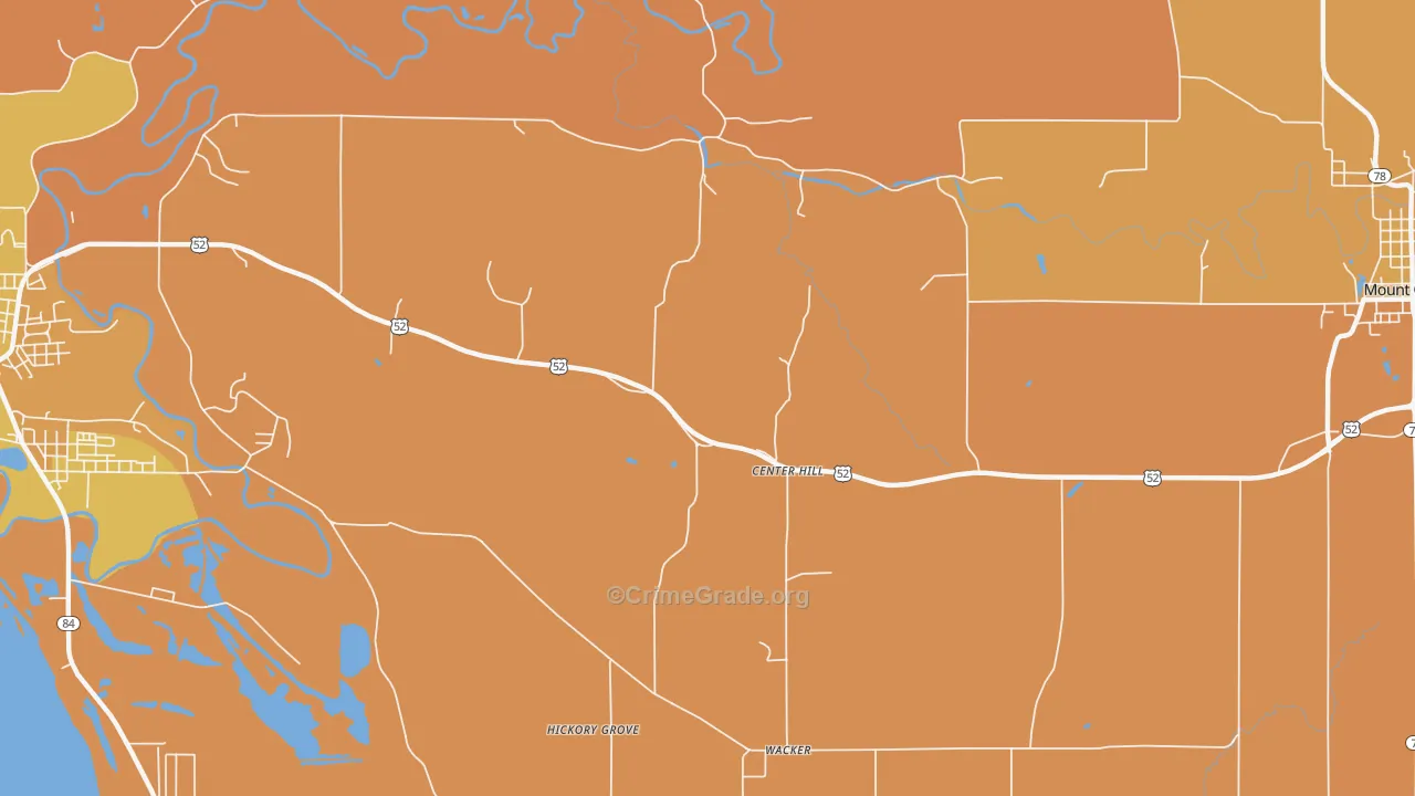 Center Hill, IL Map of Robbery Rates