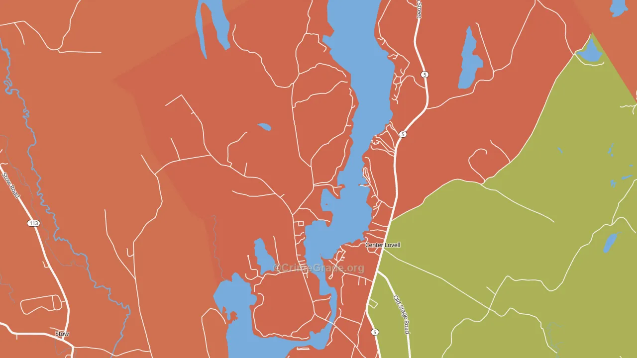 Center Lovell, ME Map of Robbery Rates