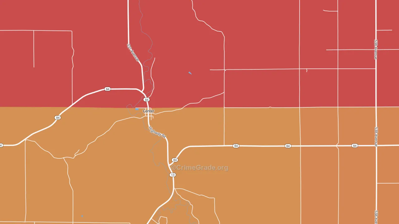 Center, NE Map of Robbery Rates