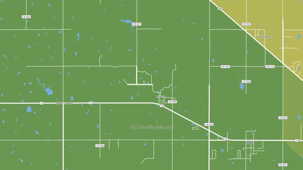 Center, OK Map of Robbery Rates