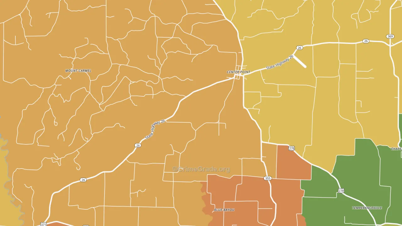 Center Point, AR Map of Robbery Rates