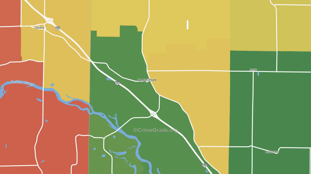 Center Point, IA Map of Robbery Rates