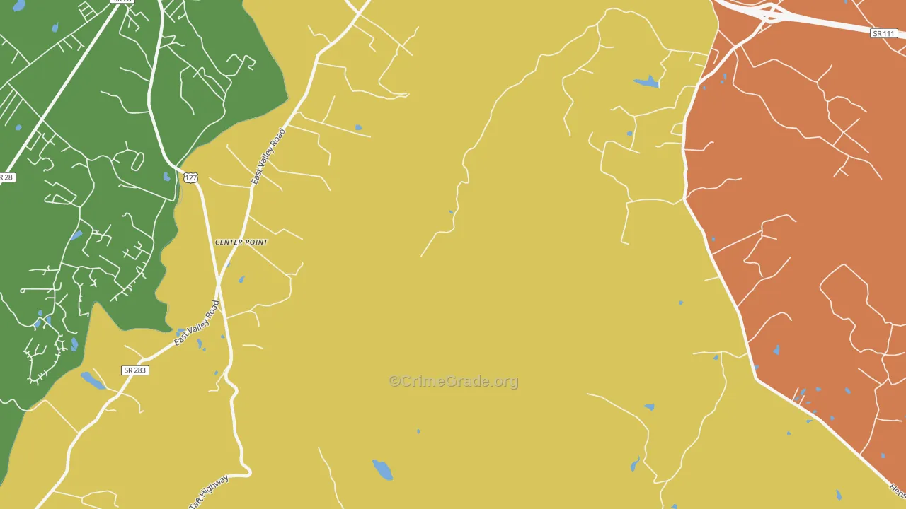 Center Point, TN Map of Robbery Rates