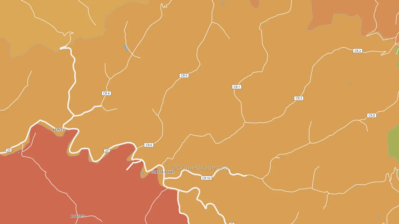 Center Point, WV Map of Robbery Rates