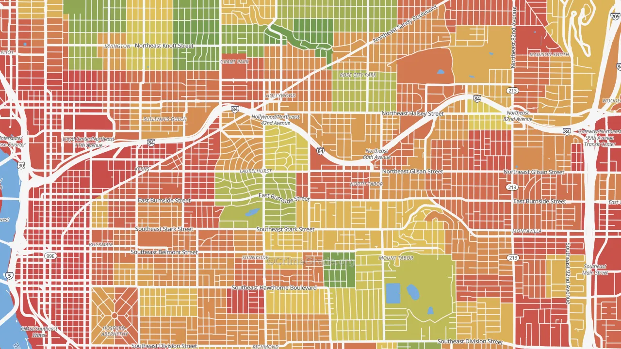 Center, Portland, OR Map of Robbery Rates