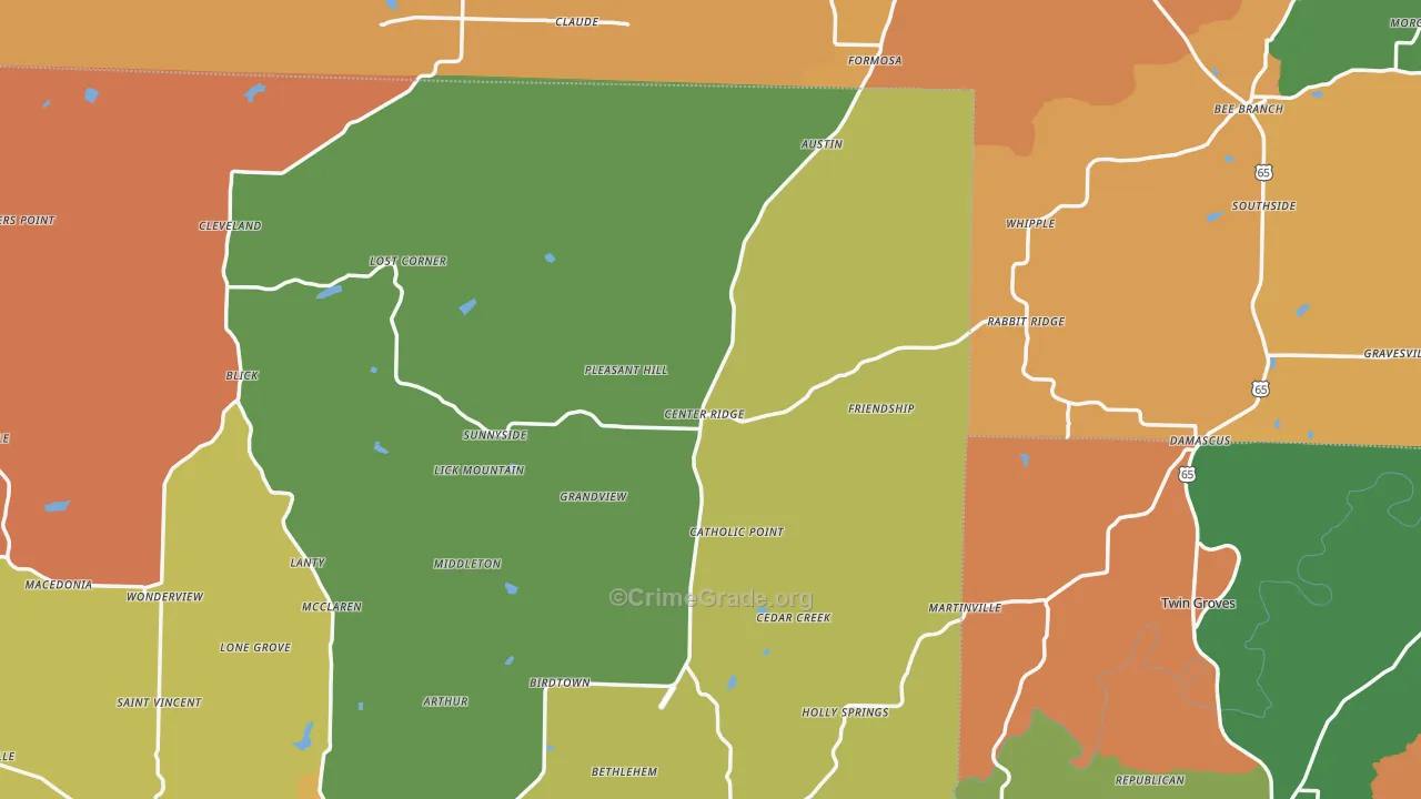 Center Ridge, AR Map of Robbery Rates