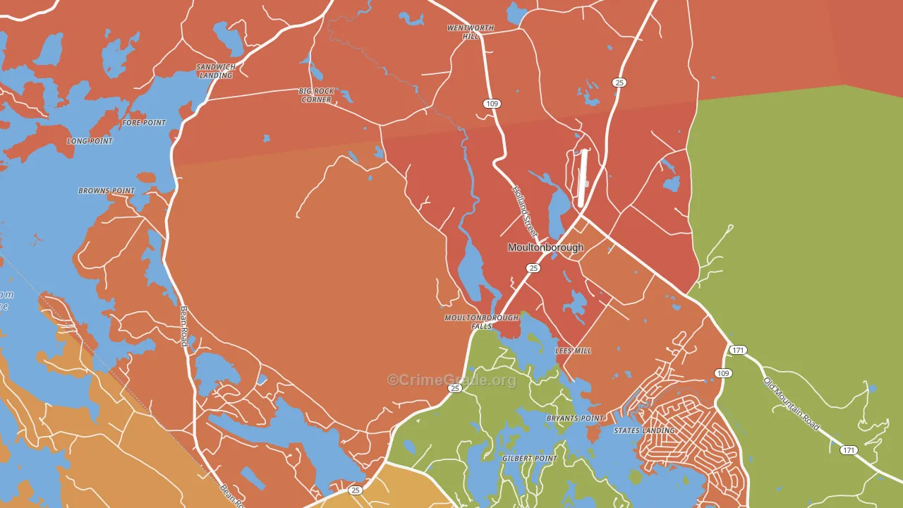 Center Sandwich, NH Map of Robbery Rates