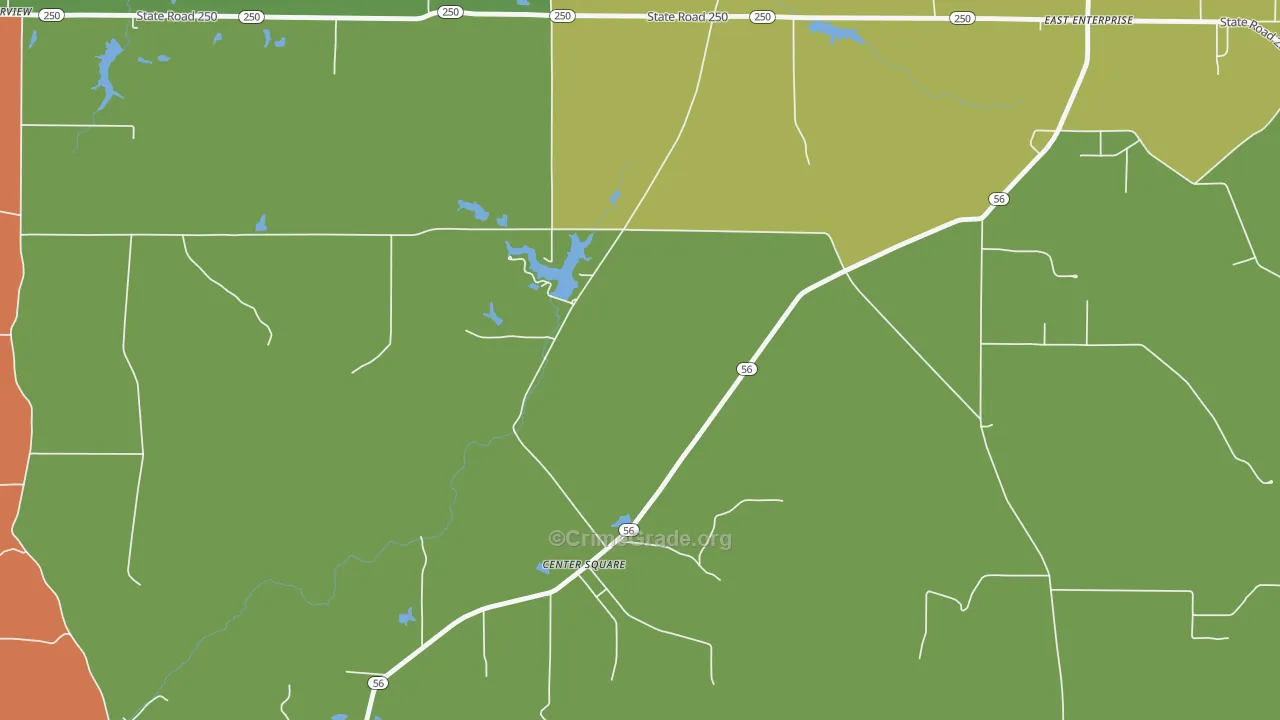 Center Square, IN Map of Robbery Rates