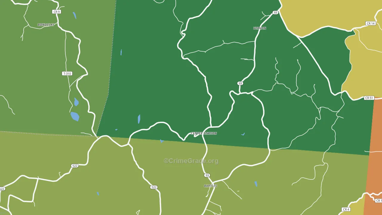 Center Station, OH Map of Robbery Rates