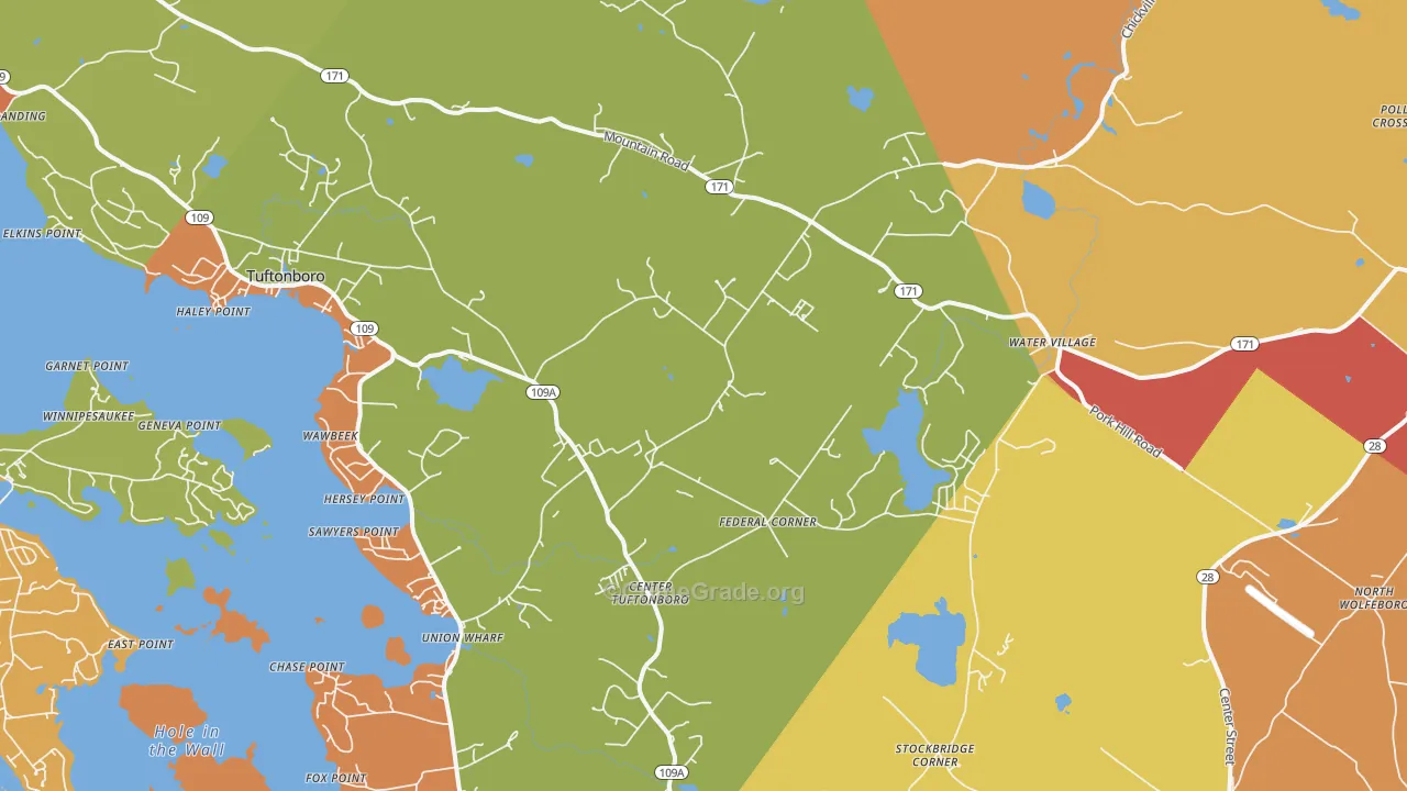 Center Tuftonboro, NH Map of Robbery Rates