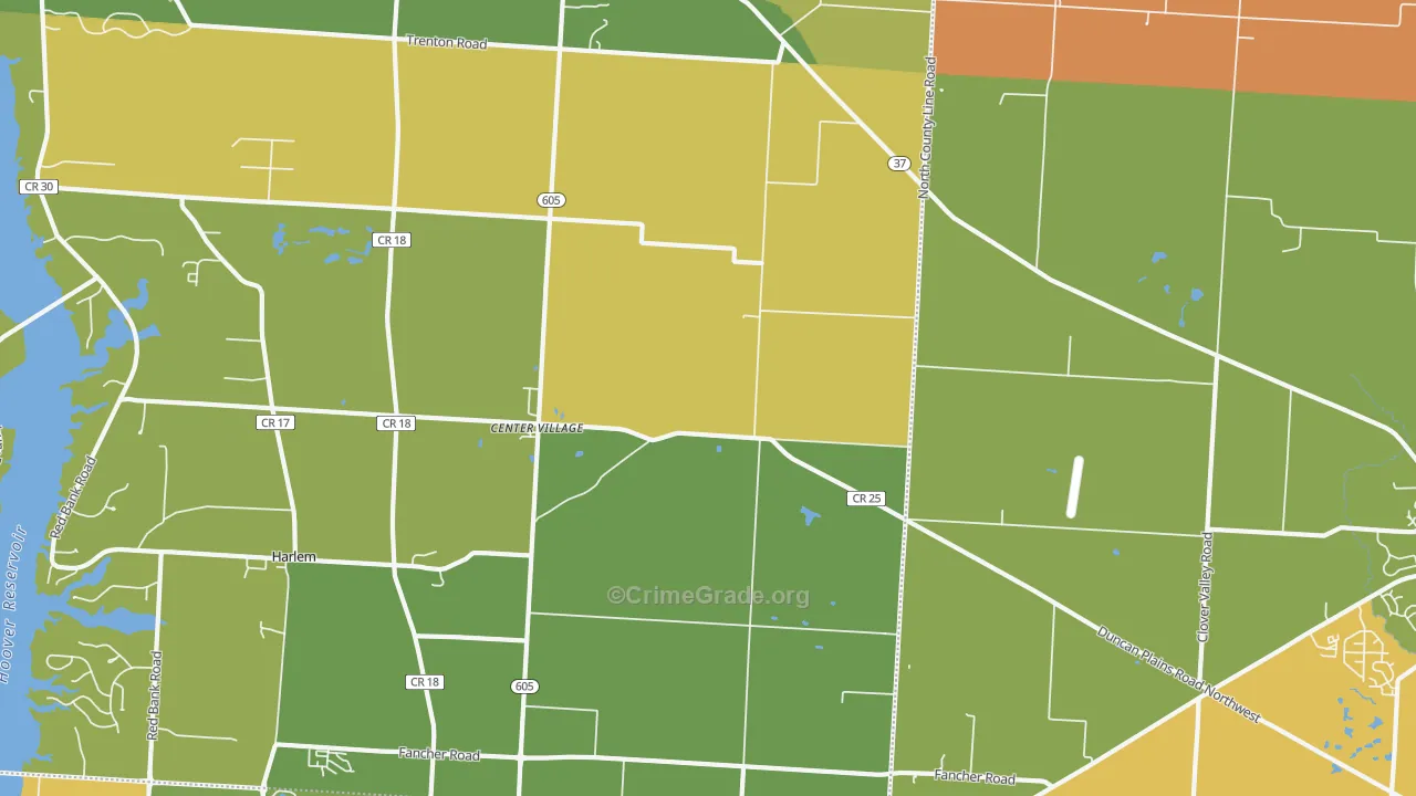 Center Village, OH Map of Robbery Rates