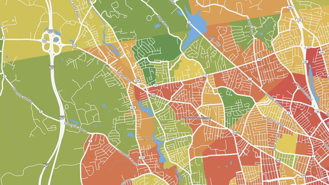 Centerdale, Providence, RI Map of Robbery Rates
