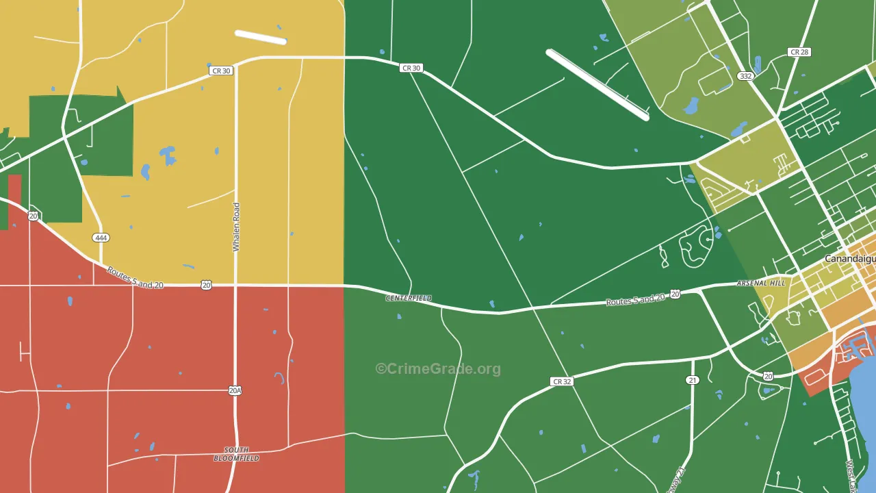 Centerfield, NY Map of Robbery Rates